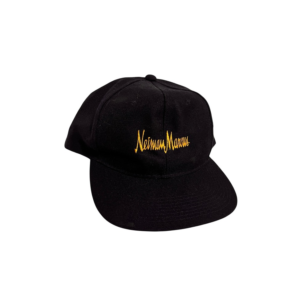 Vintage Neiman Marcus Mens Snapback Hat Black Gold Embroidered New Old Stock